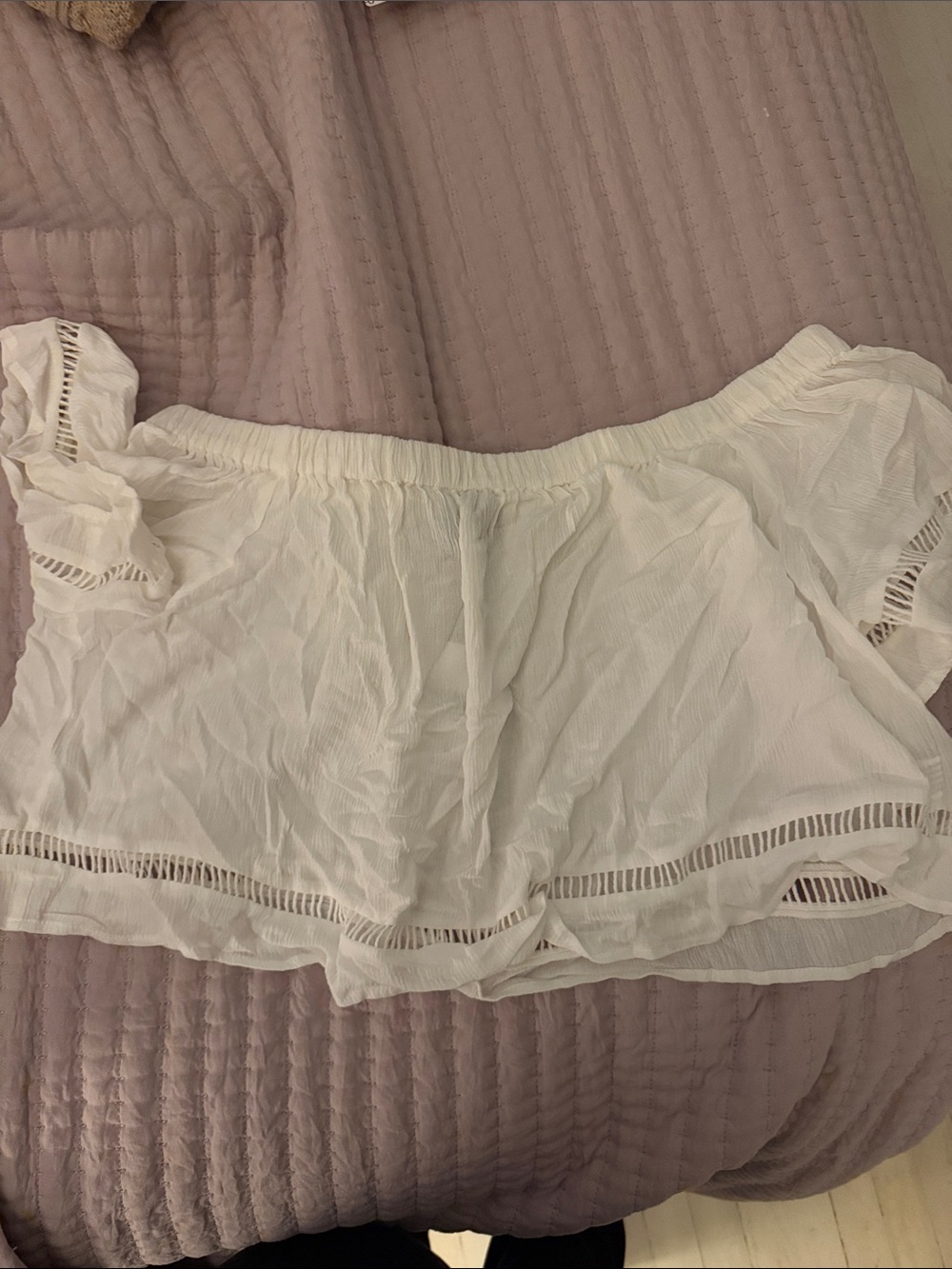 White Off-Shoulder Ruffle Crop Top